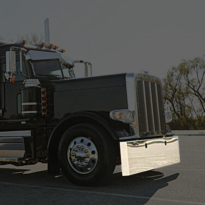 Peterbilt 379 Blind Mount Chrome Plated Carbon Steel Box End Bumper w Tow Hole - 18"