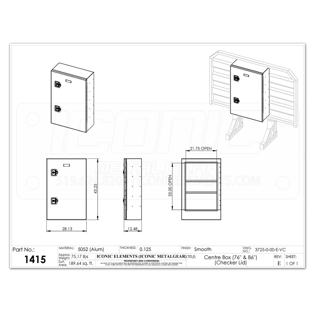 Iconic Metal Gear - 68" x 80" Headache Rack with Wide Center Cabinet (Split Tray Chain Hangers)