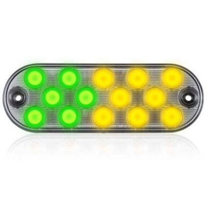 Trux 14 LEDs Oval Amber/Green 6.5" Surface Mount Warning Light