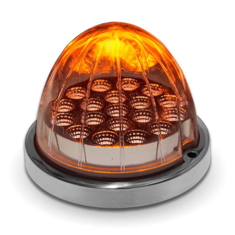 Trux - Clear Amber Clearance/Marker LED Watermelon Light w Reflector Cup - Berube's Truck Accessories