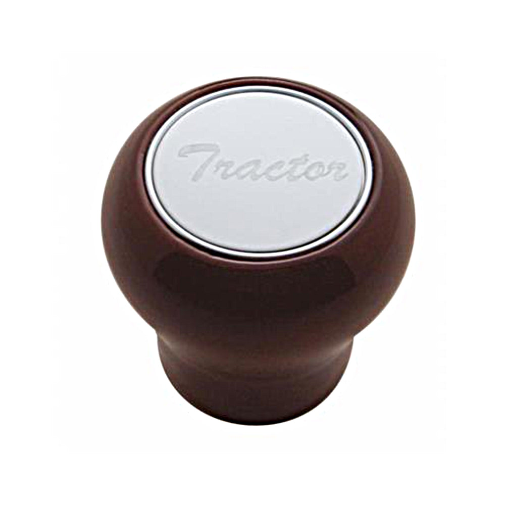 United Pacific "Tractor" Wood Air Valve Knob (Stainless Steel Plaque)