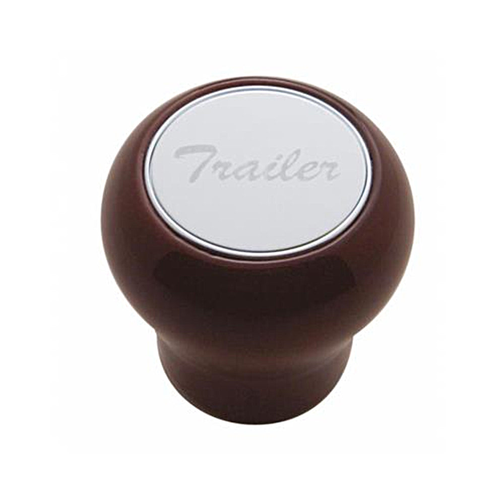 United Pacific "Trailer" Wood Air Valve Knob (Stainless Steel Plaque)