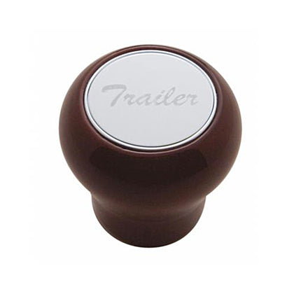 United Pacific "Trailer" Wood Air Valve Knob (Stainless Steel Plaque)