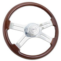 18" Chrome & Mahogany Steering Wheel (Various Designs)