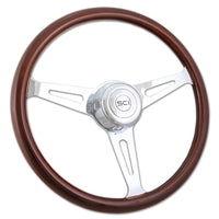18" Chrome & Mahogany Steering Wheel (Various Designs)