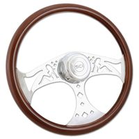 18" Chrome & Mahogany Steering Wheel (Various Designs)