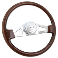 18" Chrome & Mahogany Steering Wheel (Various Designs)