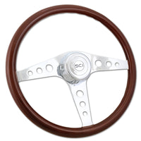 18" Chrome & Mahogany Steering Wheel (Various Designs)