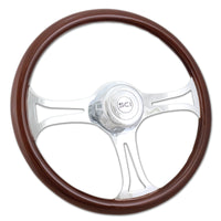 18" Chrome & Mahogany Steering Wheel (Various Designs)