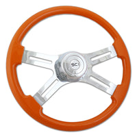 18" Painted Wood Rim Steering Wheel w/ Chrome 4-Spokes