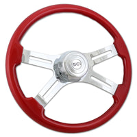 18" Painted Wood Rim Steering Wheel w/ Chrome 4-Spokes