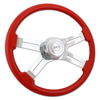 18" Painted Wood Rim Steering Wheel w/ Chrome 4-Spokes