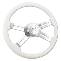 18" Painted Wood Rim Steering Wheel w/ Chrome 4-Spokes