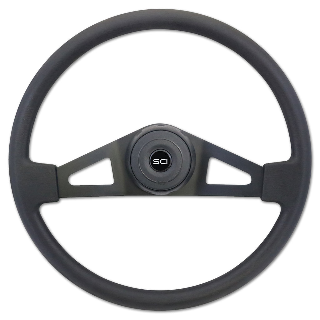 18" Pinion Polyurethane or Leather Steering Wheel w/ Chrome 2-Spokes