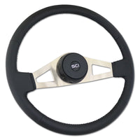 18" Pinion Polyurethane or Leather Steering Wheel w/ Chrome 2-Spokes