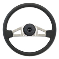18" Pinion Polyurethane or Leather Steering Wheel w/ Chrome 2-Spokes