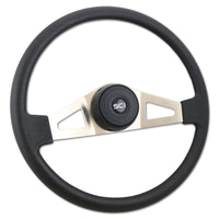 18" Pinion Polyurethane or Leather Steering Wheel w/ Chrome 2-Spokes