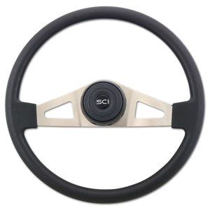18" Pinion Polyurethane or Leather Steering Wheel w/ Chrome 2-Spokes
