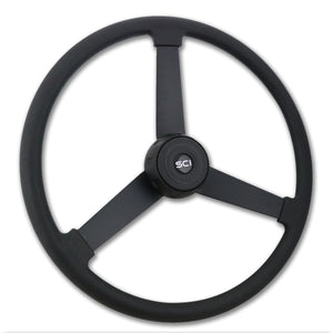 20" Black Rim Steering Wheel - Painted, Chrome or Black 3-Spoke (Beast, General, Old School, Hoss, Lawrence)