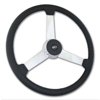 20" Black Rim Steering Wheel - Painted, Chrome or Black 3-Spoke (Beast, General, Old School, Hoss, Lawrence)