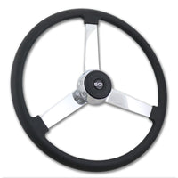 20" Black Rim Steering Wheel - Painted, Chrome or Black 3-Spoke (Beast, General, Old School, Hoss, Lawrence)
