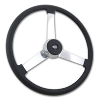 20" Black Rim Steering Wheel - Painted, Chrome or Black 3-Spoke (Beast, General, Old School, Hoss, Lawrence)