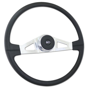 20" Polyurethane or Leather Rim Steering Wheel - Black 2-Spokes (Thunderbolt, Pinion, Taft, Rogers, Lincoln)