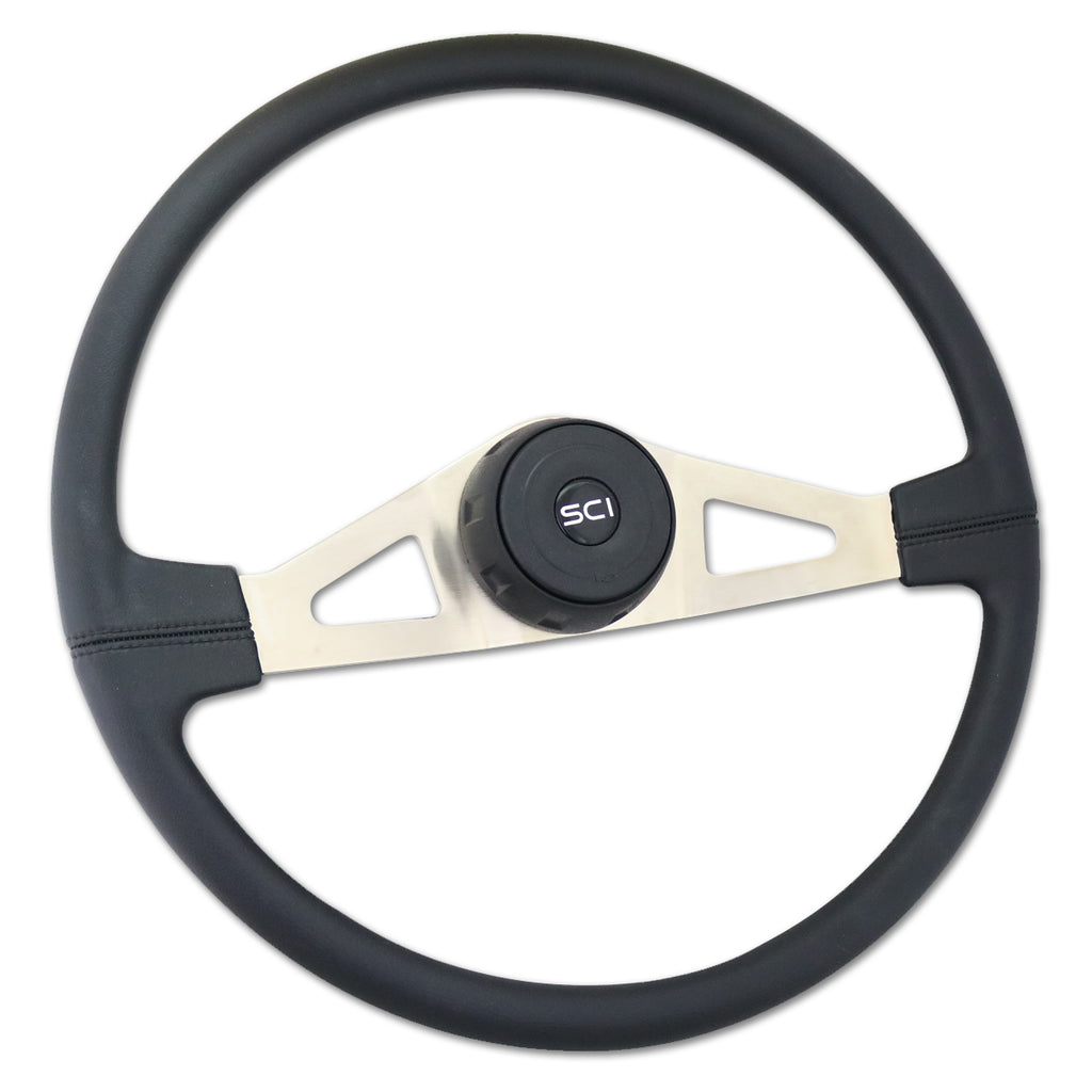 20" Polyurethane or Leather Rim Steering Wheel - Black 2-Spokes (Thunderbolt, Pinion, Taft, Rogers, Lincoln)