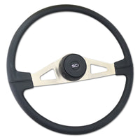 20" Polyurethane or Leather Rim Steering Wheel - Black 2-Spokes (Thunderbolt, Pinion, Taft, Rogers, Lincoln)