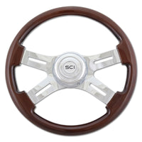 16" 3-Spoke or 4 Spoke Mahogany Wood Rim Steering Wheel