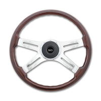 18" Eastwood or 20" Fury Mahogany Wood Rim Steering Wheel w/ Chrome 4-spokes