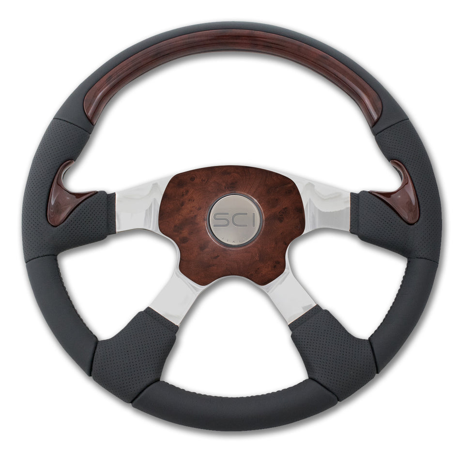 Steering Creations, Inc. 18" Traveler Steering Wheel in Burl with Elite 4 Burl Pad