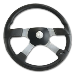 Steering Creations "Trucker 4" Polyurethane Steering Wheel w/ 4 Polished Aluminum Spokes