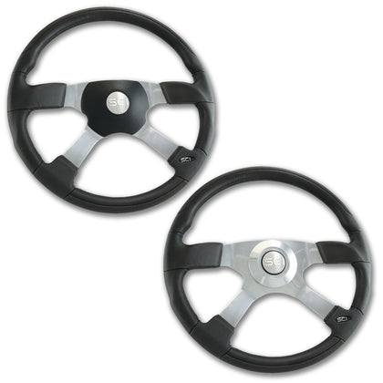 Steering Creations "Trucker 4" Polyurethane Steering Wheel w/ 4 Polished Aluminum Spokes