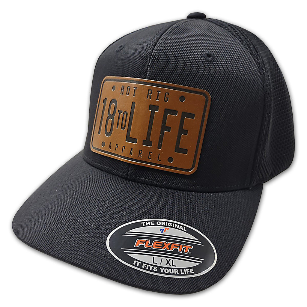 Hot Rig's "18 to Life" Fitted Cap (Blk w Leather)