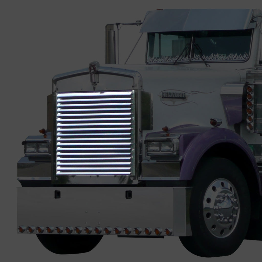 RoadWorks - Kenworth W900B Stainless Steel Grill with 17 Louvered Bars