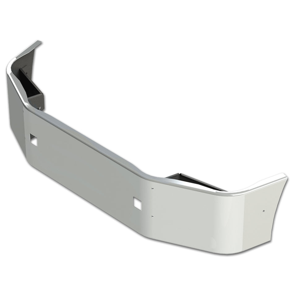 Peterbilt 386 18" Set Back Axle 10GA Steel Chrome Bumper w Tow & Mount Holes (French Plate)