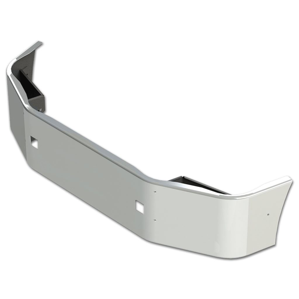 Peterbilt 386 18" Set Back Axle 10GA Steel Chrome Bumper w Tow & Mount Holes (French Plate)