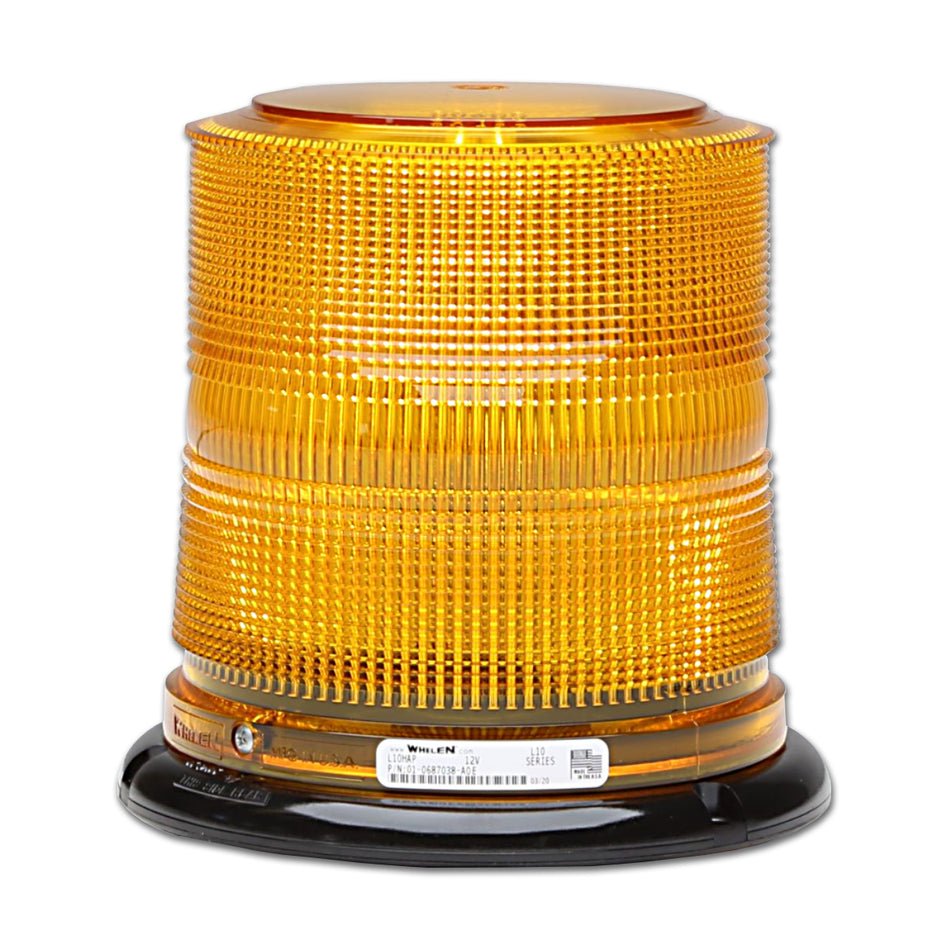 Whelen - L10 Series DUO™ Color "High or Low Dome" Beacon Lights - Permanent Mount (Amber/White)