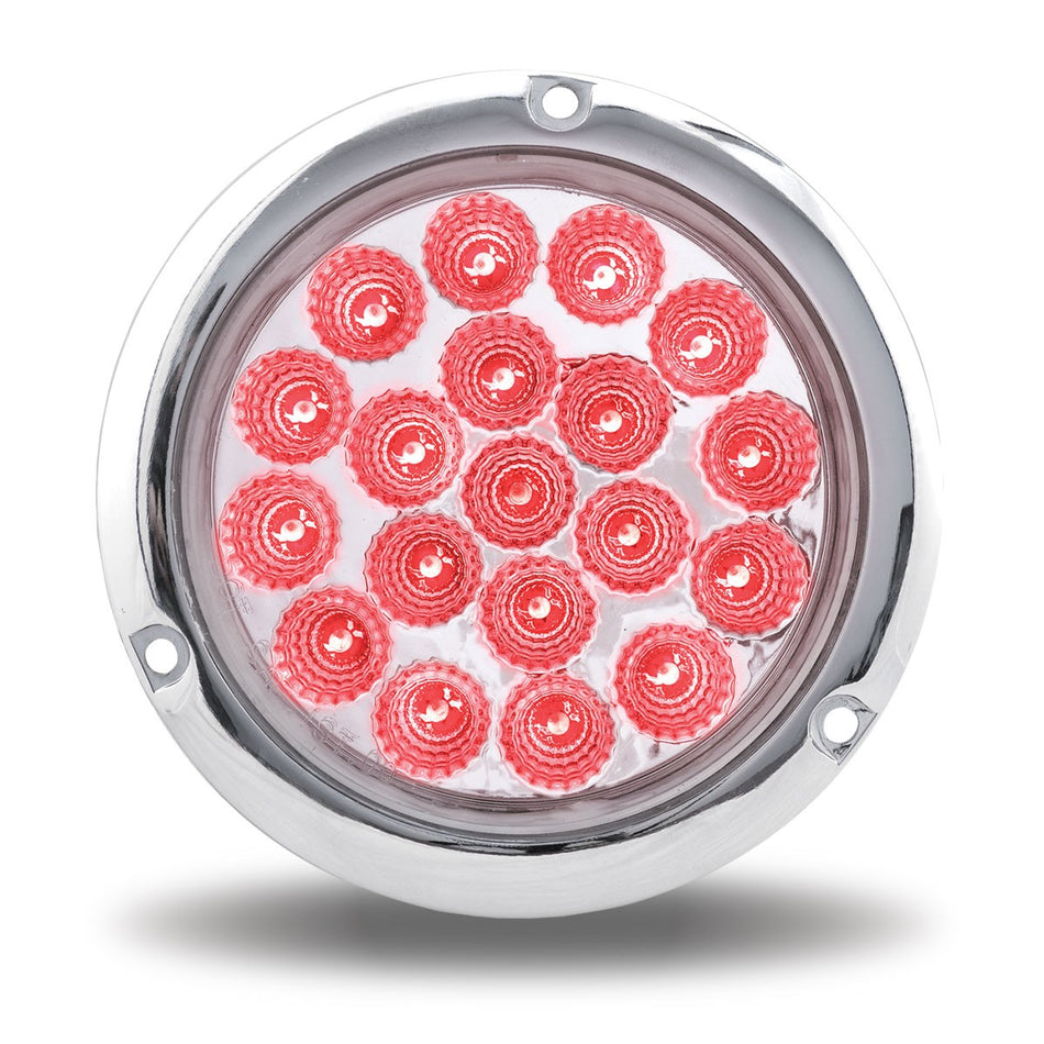 4" Red Stop, Turn & Tail to Purple Aux Round Flange Mount LED Light - 19 Diodes
