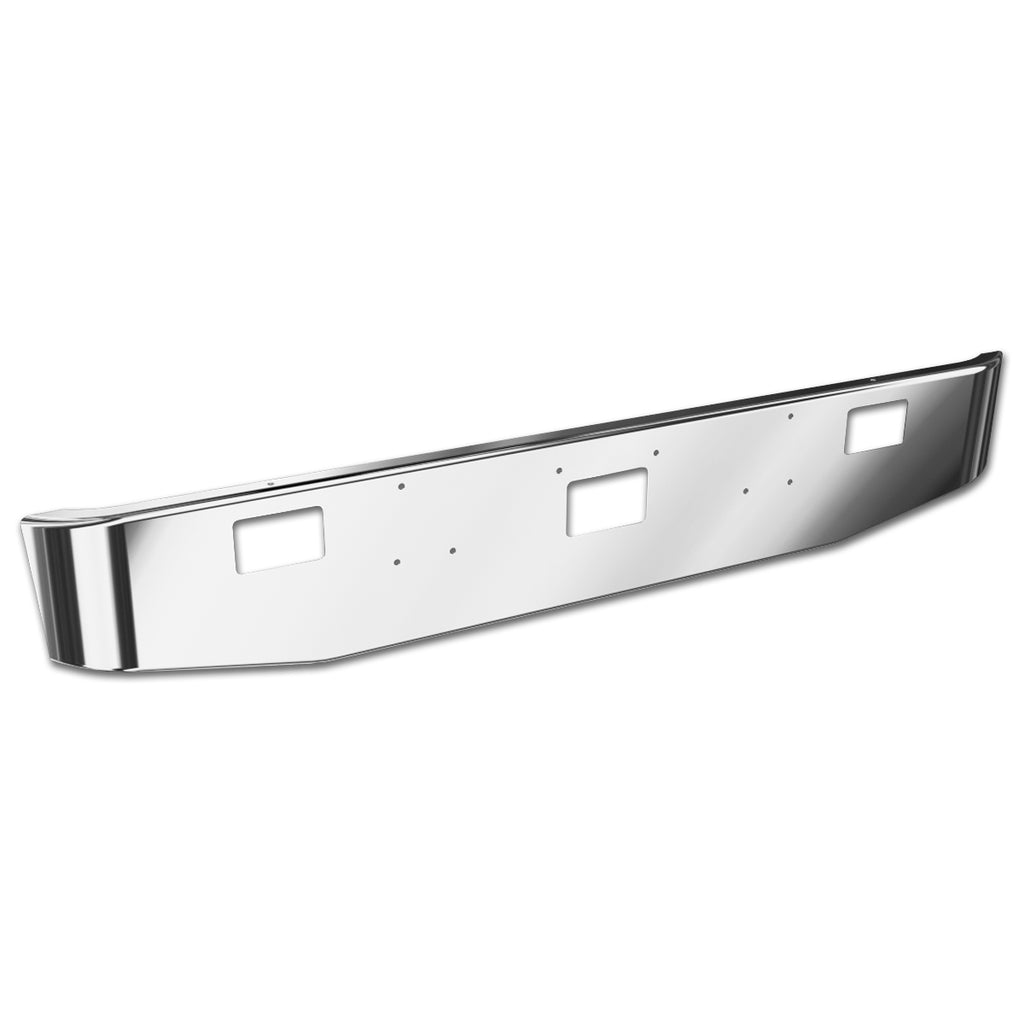 Hendrickson - Peterbilt 379 10Ga Stainless Steel 16" Tapered Bumper w/ Tow, Mount & Fog Light Holes