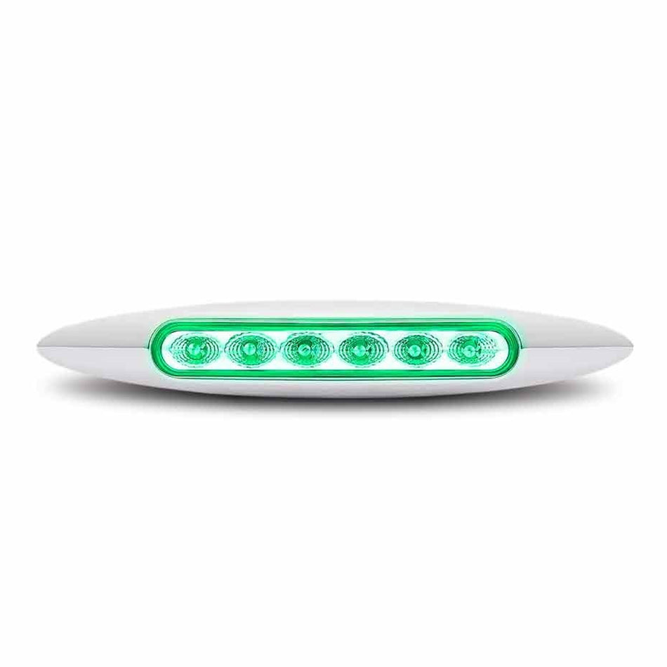6" Dual Revolution Amber Marker to Green Aux. Slim LED Light (6 Diodes)