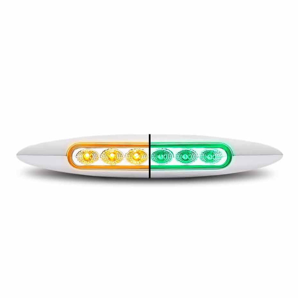 6" Dual Revolution Amber Marker to Green Aux. Slim LED Light (6 Diodes)