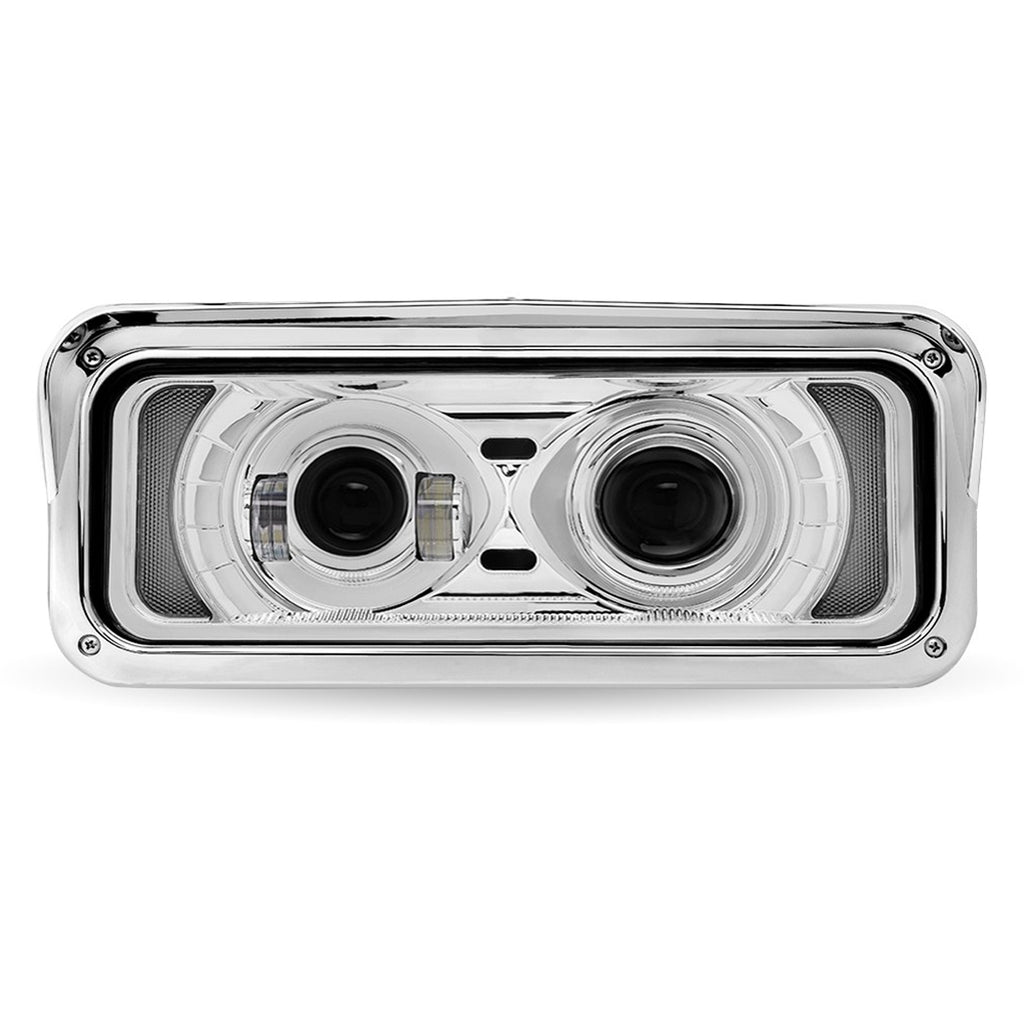 Trux Chrome LED Projector Headlight Assembly Housing Bucket w Opt. Aux. Backlight