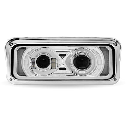 Trux Chrome LED Projector Headlight Assembly Housing Bucket w Opt. Aux. Backlight