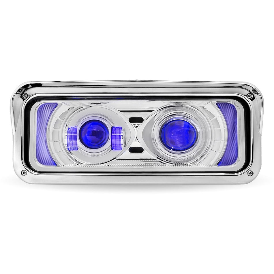 Trux Chrome LED Projector Headlight Assembly Housing Bucket w Opt. Aux. Backlight