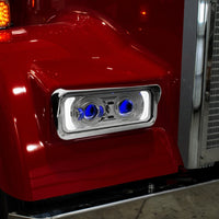 Trux Chrome LED Projector Headlight Assembly Housing Bucket w Opt. Aux. Backlight