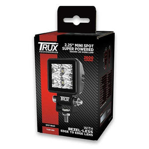 Trux 2600 Lumen, 2.25" Mini Bezel-Less Super Powered LED Square Spot/Work Lamp