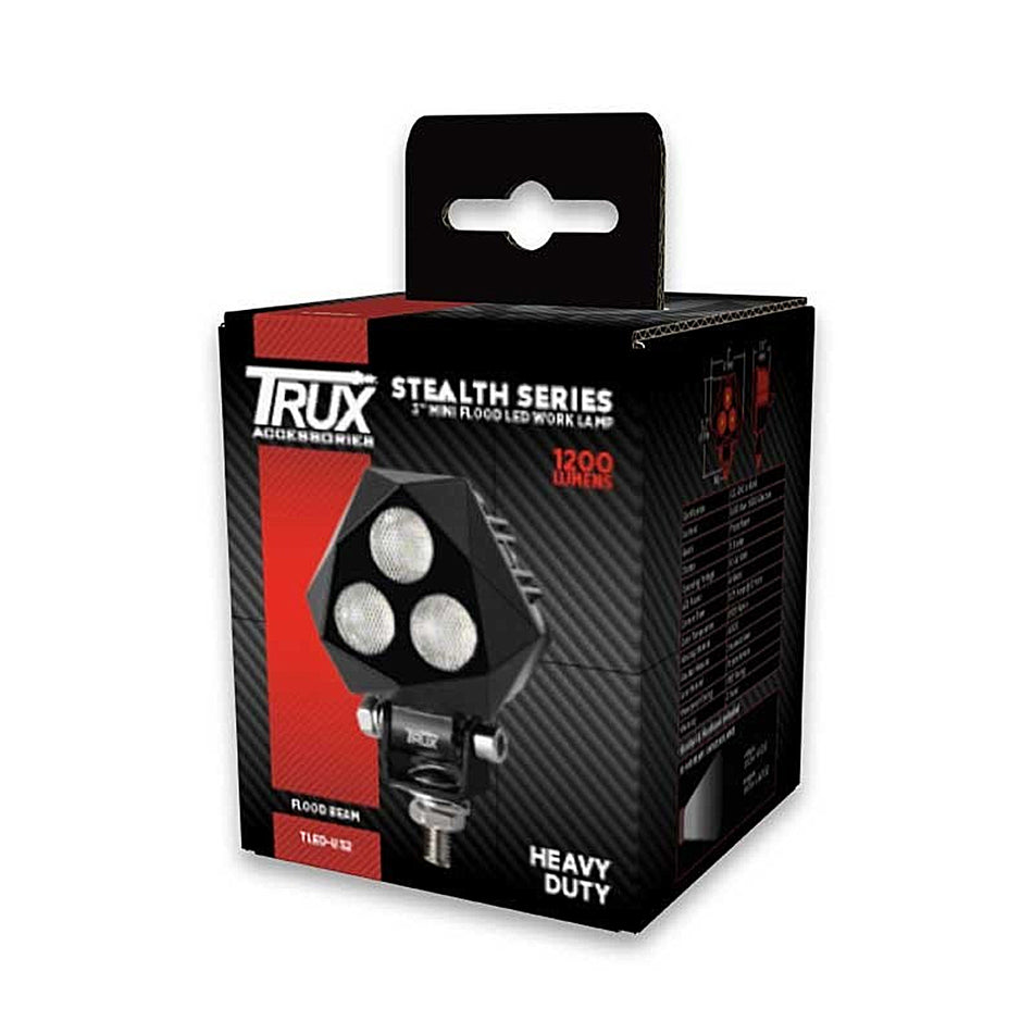 Trux 1200 Lumen, 3" Mini Stealth Series Heavy Duty LED Flood/Work Lamp