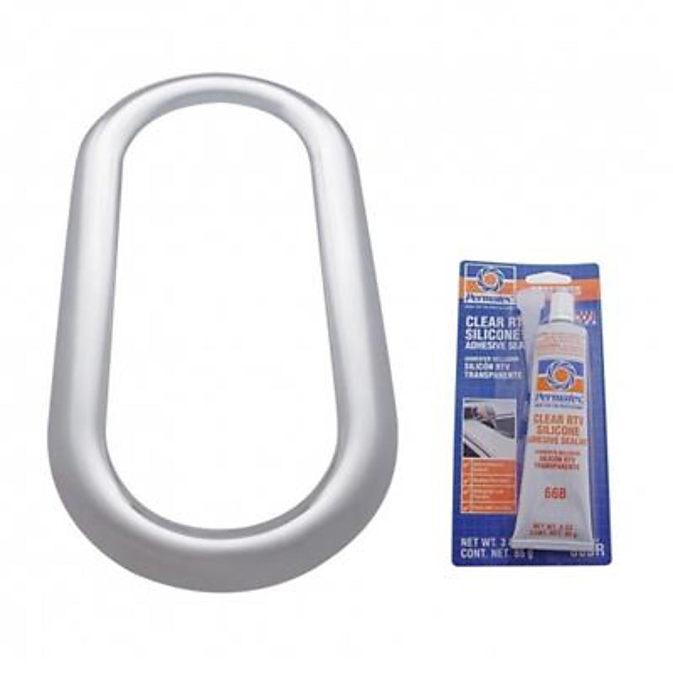 Stainless Steel Oval Window Trim w Sealant Adhesive for Peterbilt